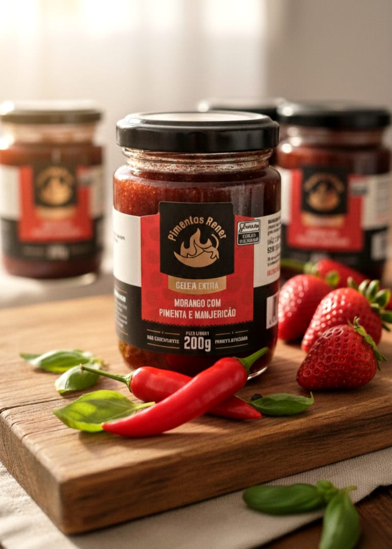 Geleia de Morango com Pimenta e Manjericão